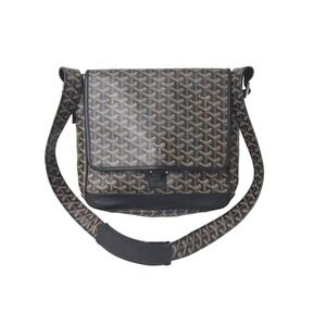 GOYARD Grand Bleu Blue shoulder bag black canvas calfskin